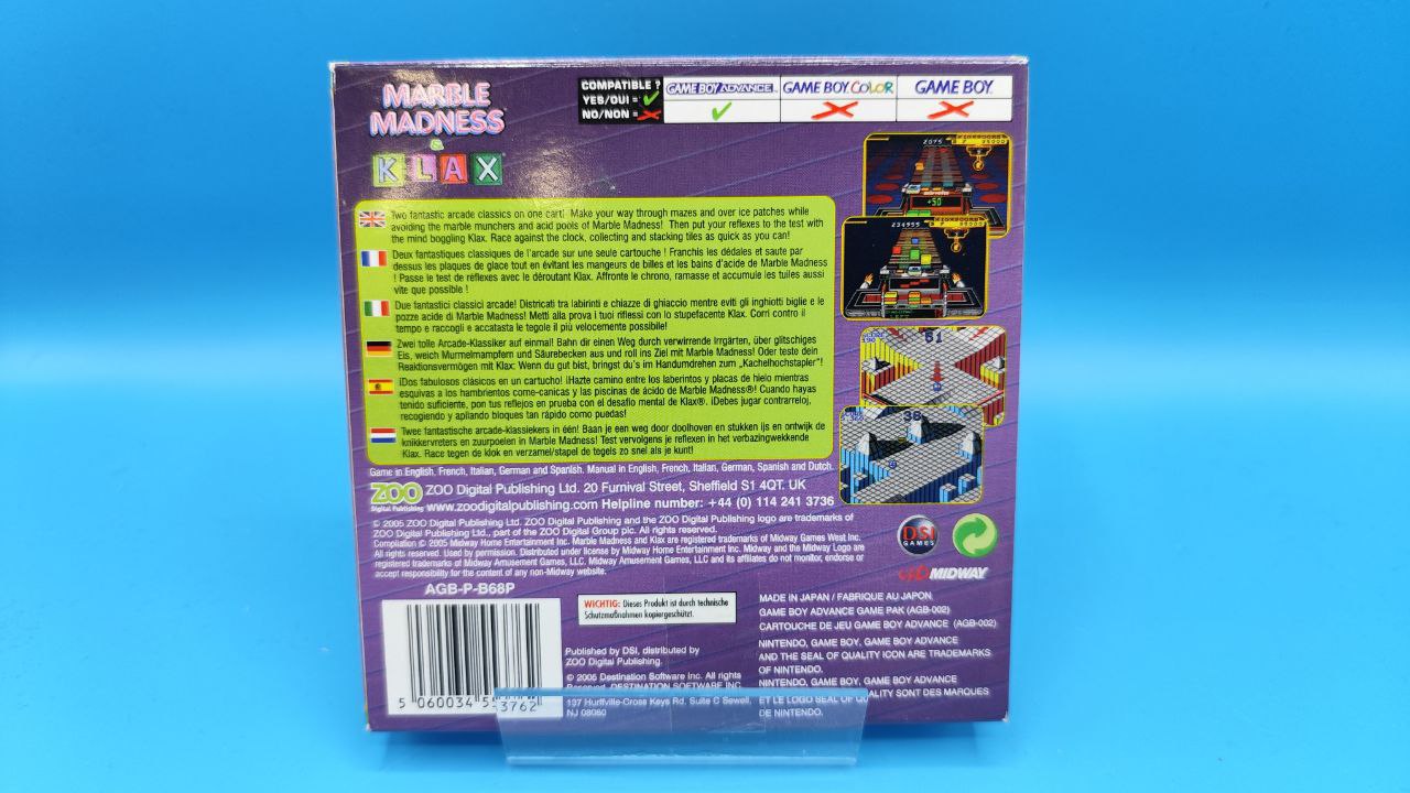 Marble Madness and Klax GAME BOY ADVANCE