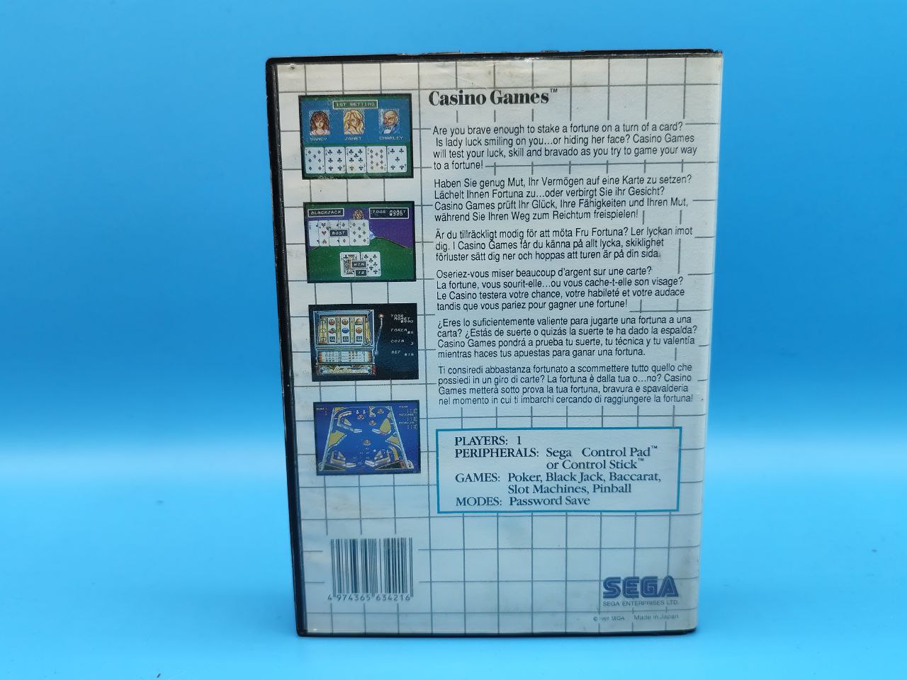 Sin Manual Casino Games MASTER SYSTEM